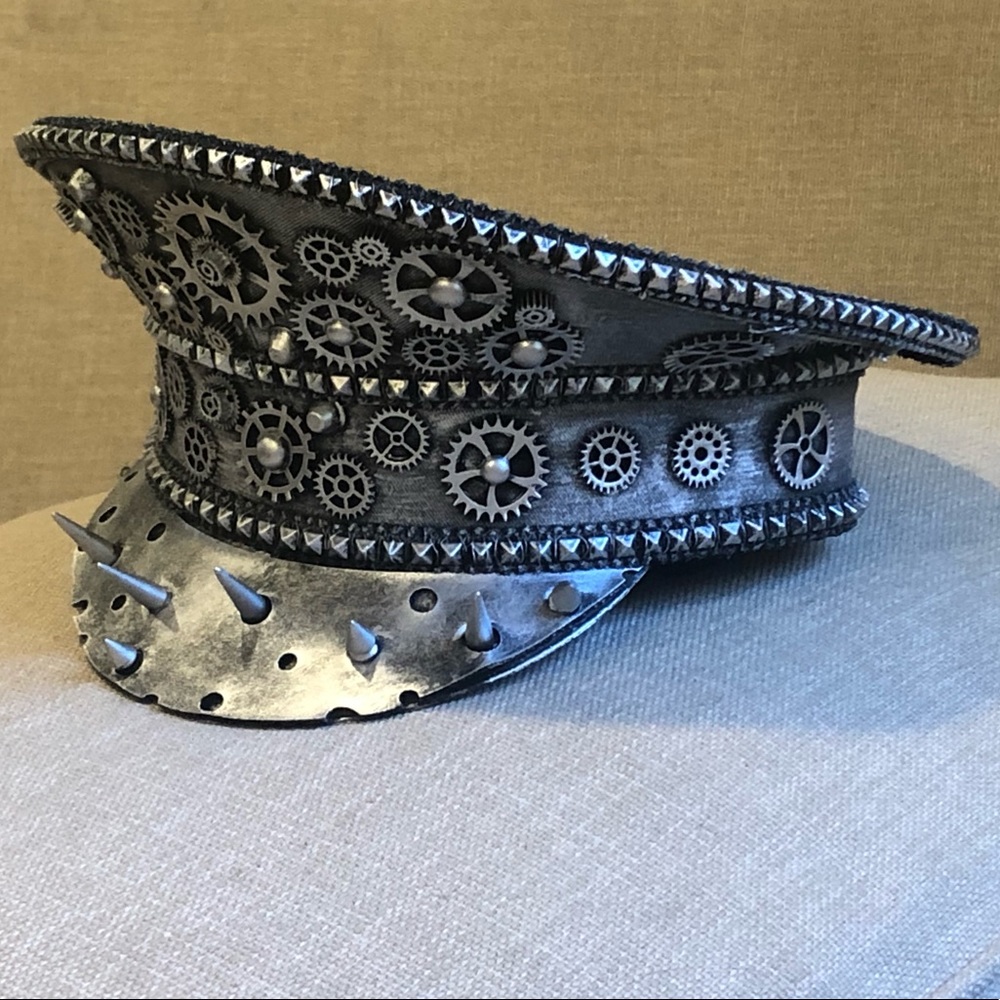 Silver Steampunk Spike Gear Hat NWT - Picture 1 of 9